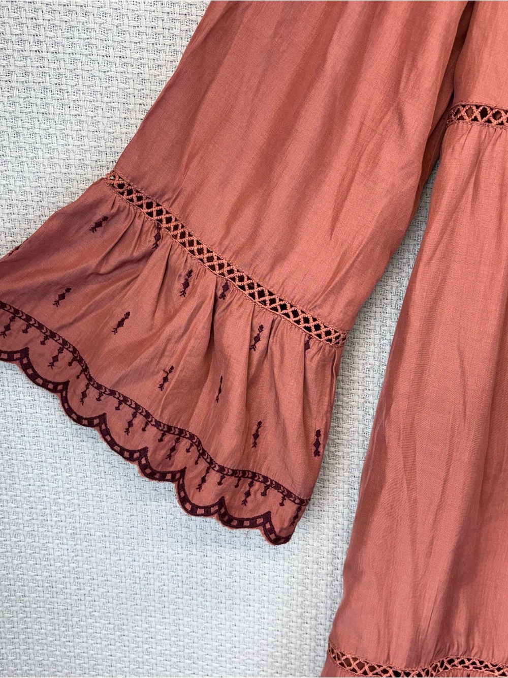 NWT Moon River Anthropologie Pink Mini Tunic Dress Med Boho Bell Sleeve Cottage - Picture 5 of 13